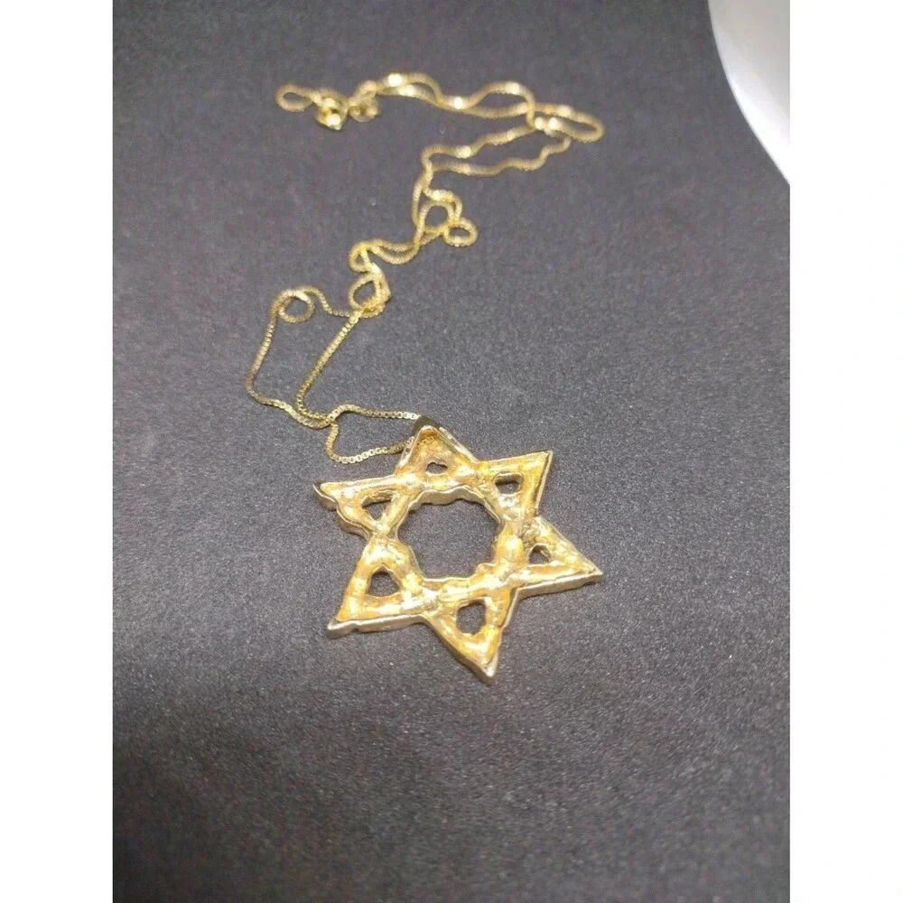 RINC Chunky Star of David Pendant and Chain 24K Gold Over 925 Silver - Picture 3 of 4